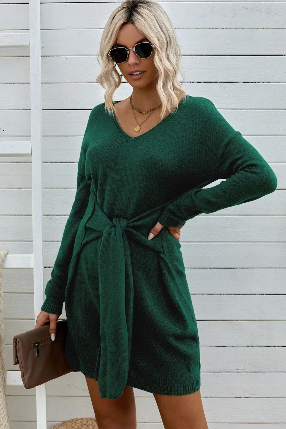 Don’t Let Me Go Tie Sweater Dress