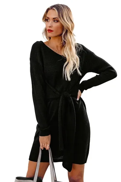 Don’t Let Me Go Tie Sweater Dress