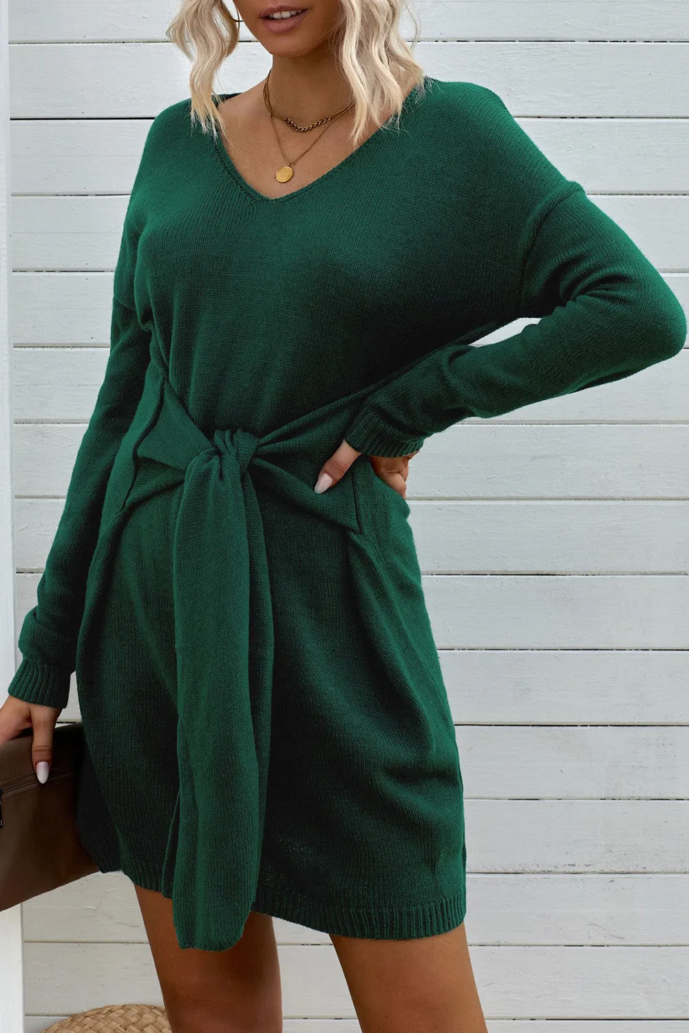 Don’t Let Me Go Tie Sweater Dress