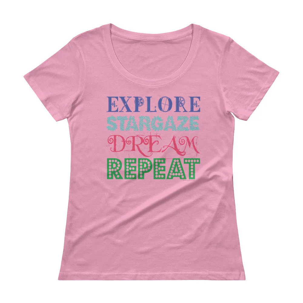 Explore Stargaze Dream Repeat Scoop Neck T-Shirt