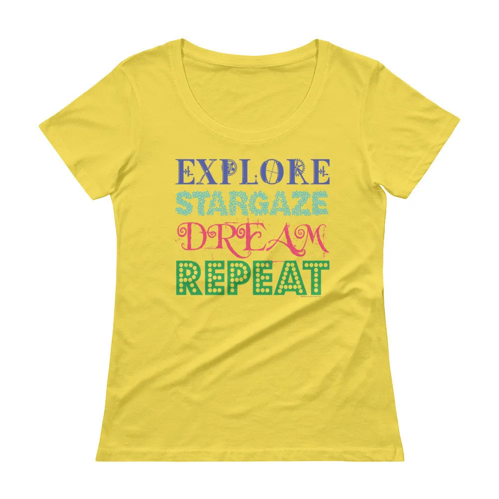 Explore Stargaze Dream Repeat Scoop Neck T-Shirt