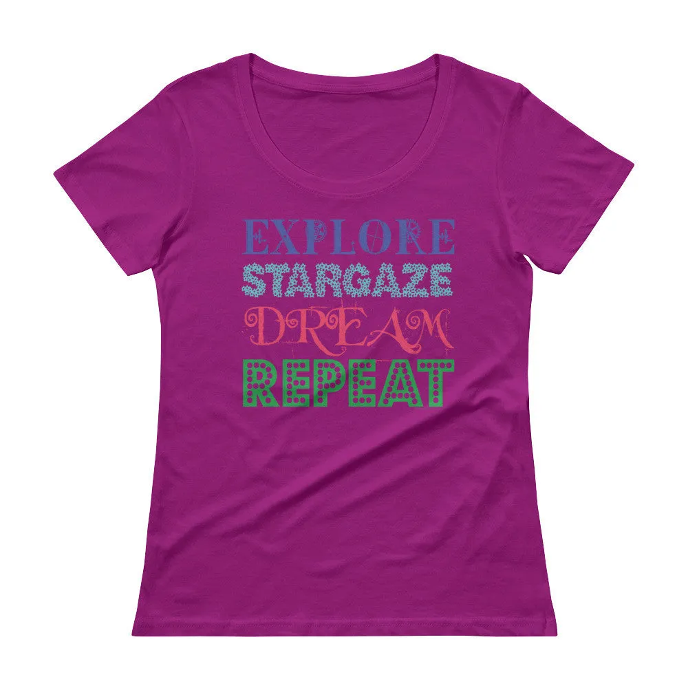 Explore Stargaze Dream Repeat Scoop Neck T-Shirt