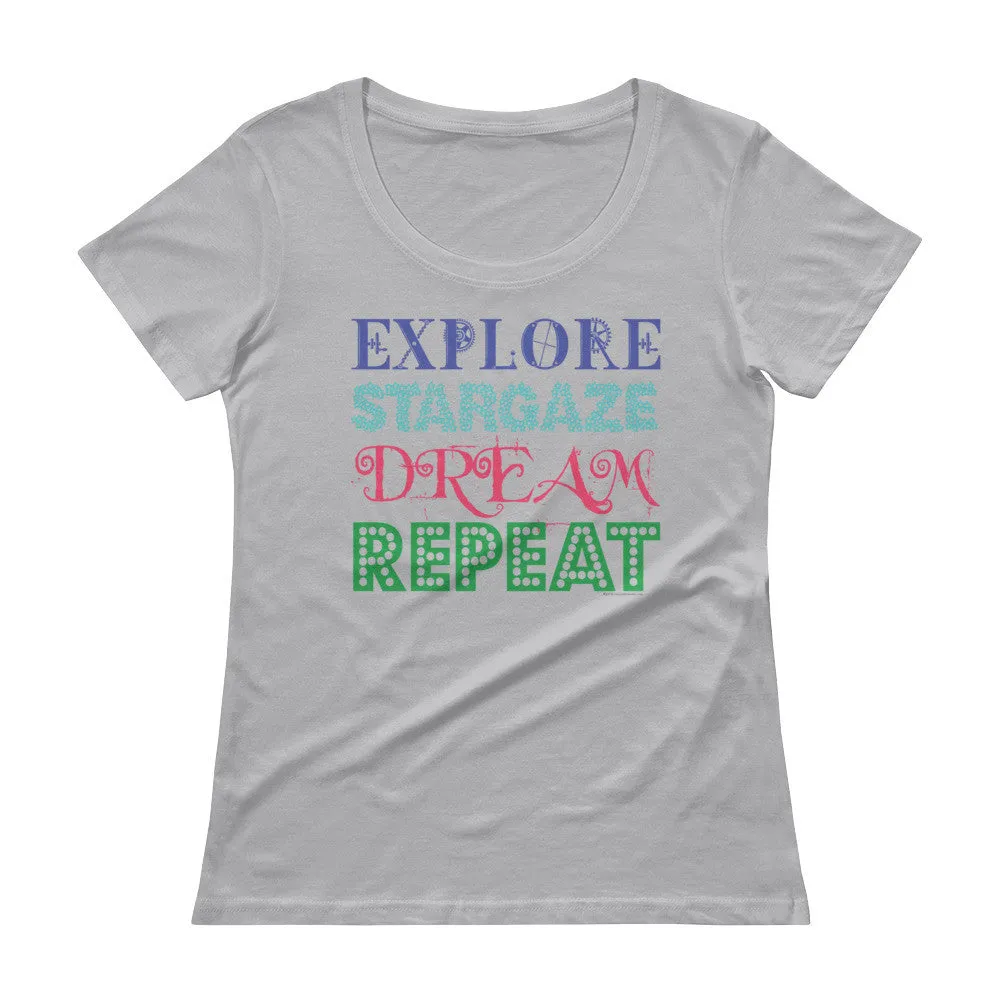 Explore Stargaze Dream Repeat Scoop Neck T-Shirt