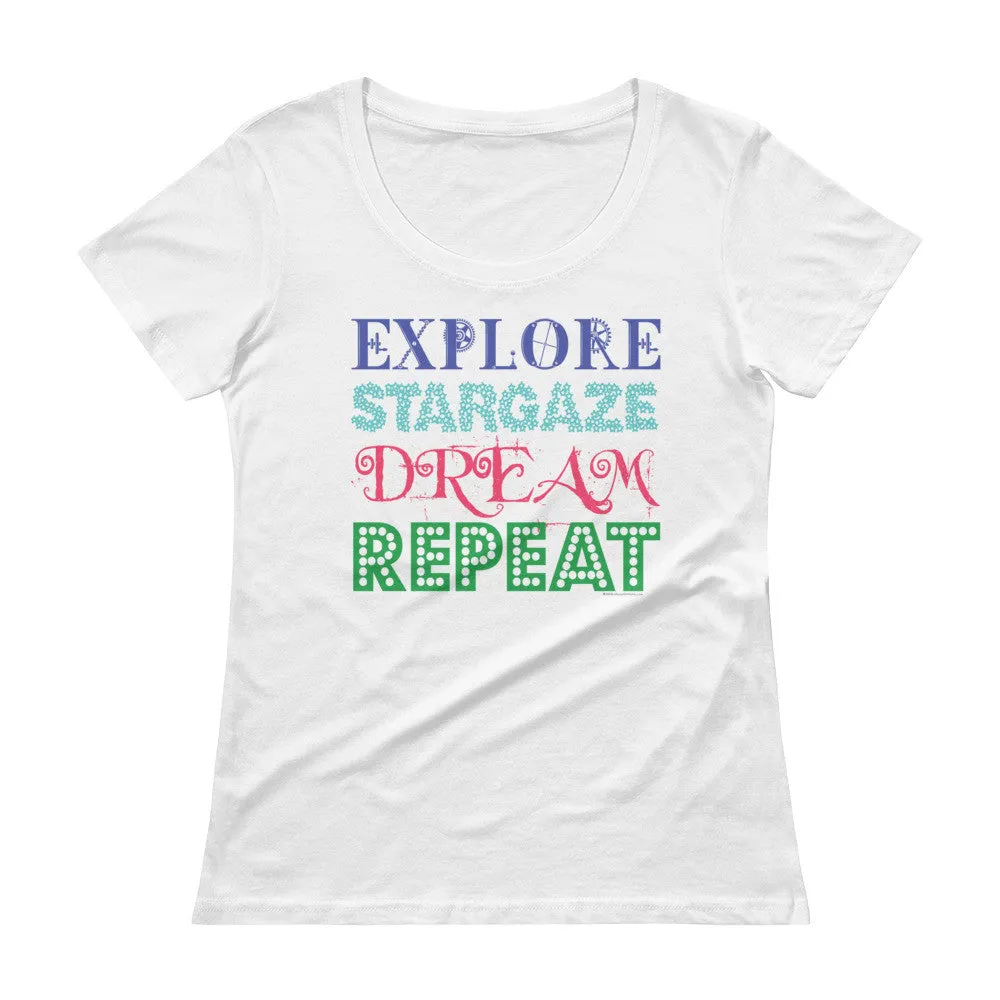 Explore Stargaze Dream Repeat Scoop Neck T-Shirt