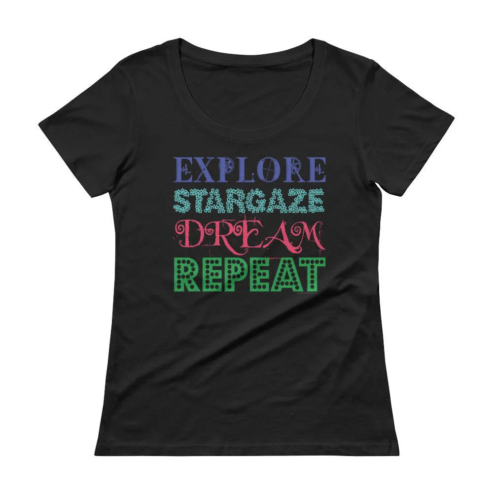 Explore Stargaze Dream Repeat Scoop Neck T-Shirt