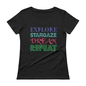 Explore Stargaze Dream Repeat Scoop Neck T-Shirt