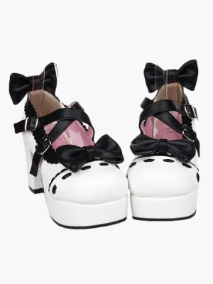 Glorious White High Heels Platform PU Womens Lolita Shoes