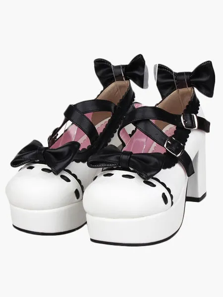 Glorious White High Heels Platform PU Womens Lolita Shoes