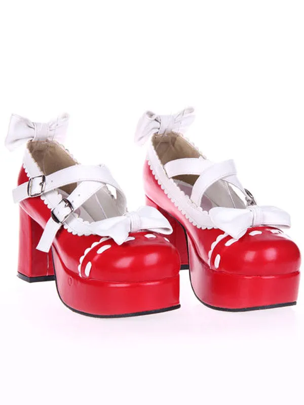 Glorious White High Heels Platform PU Womens Lolita Shoes