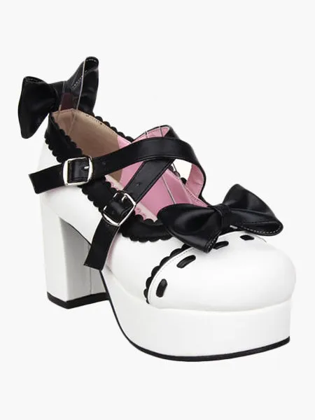 Glorious White High Heels Platform PU Womens Lolita Shoes
