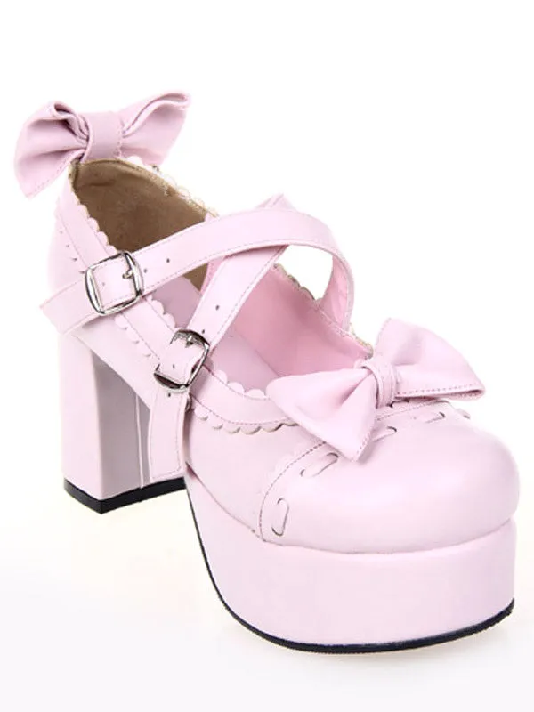 Glorious White High Heels Platform PU Womens Lolita Shoes