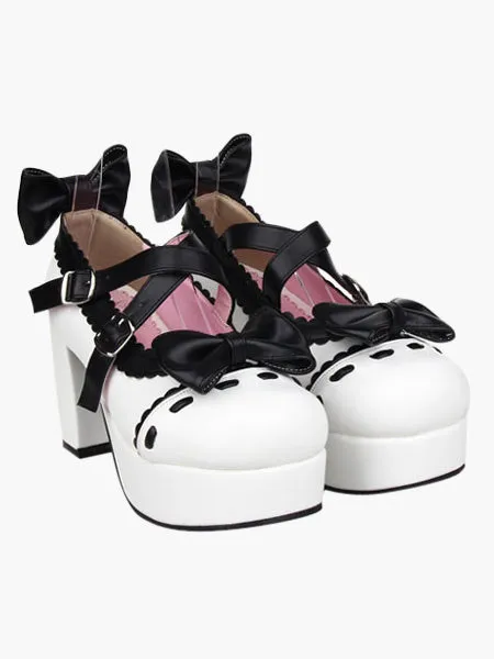 Glorious White High Heels Platform PU Womens Lolita Shoes