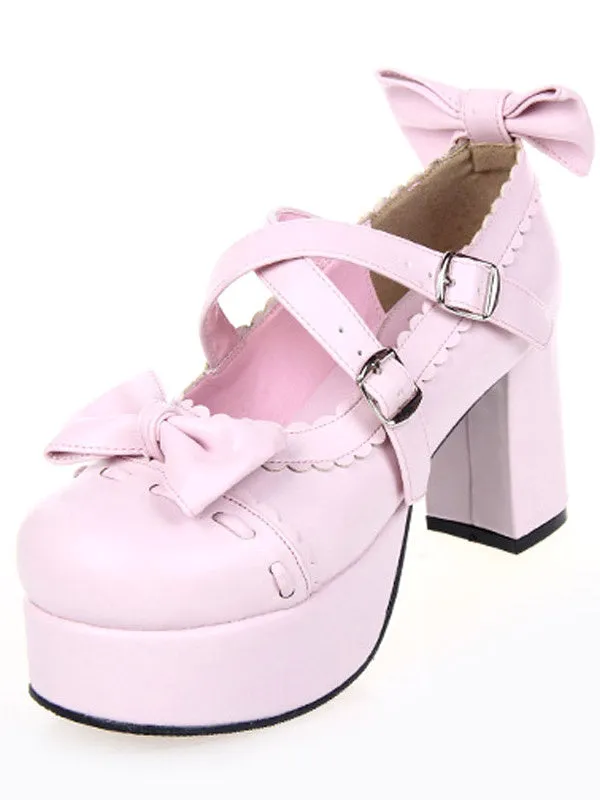 Glorious White High Heels Platform PU Womens Lolita Shoes
