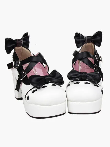 Glorious White High Heels Platform PU Womens Lolita Shoes