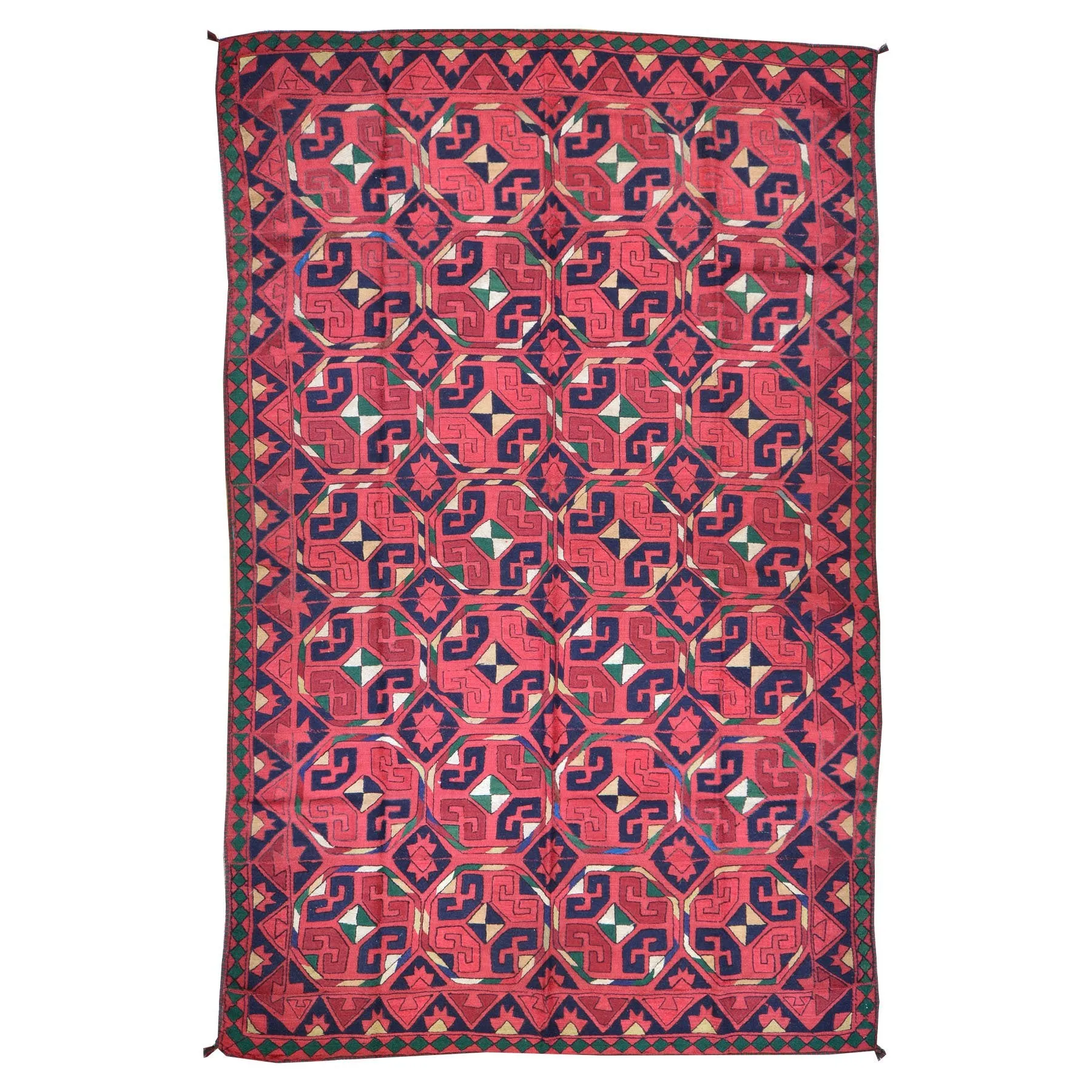 Hand-Woven Afghan Tent Band Suzani  Handmade Textile/Rug (Size 5.6 X 9.3) Brrsf-1500