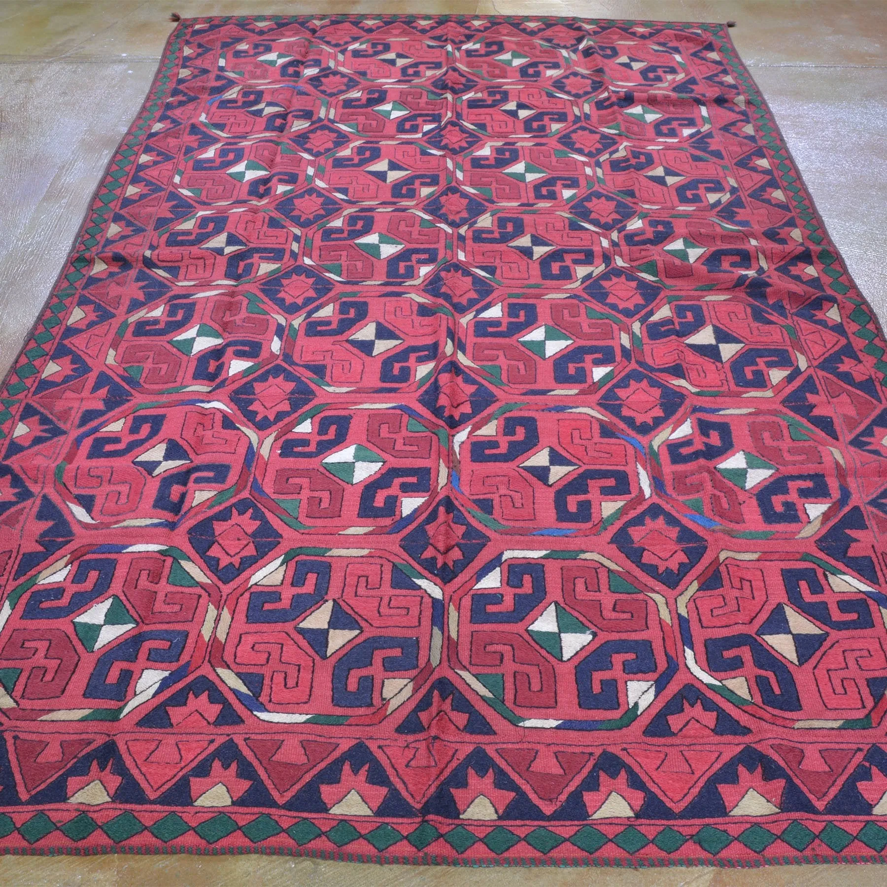 Hand-Woven Afghan Tent Band Suzani  Handmade Textile/Rug (Size 5.6 X 9.3) Brrsf-1500