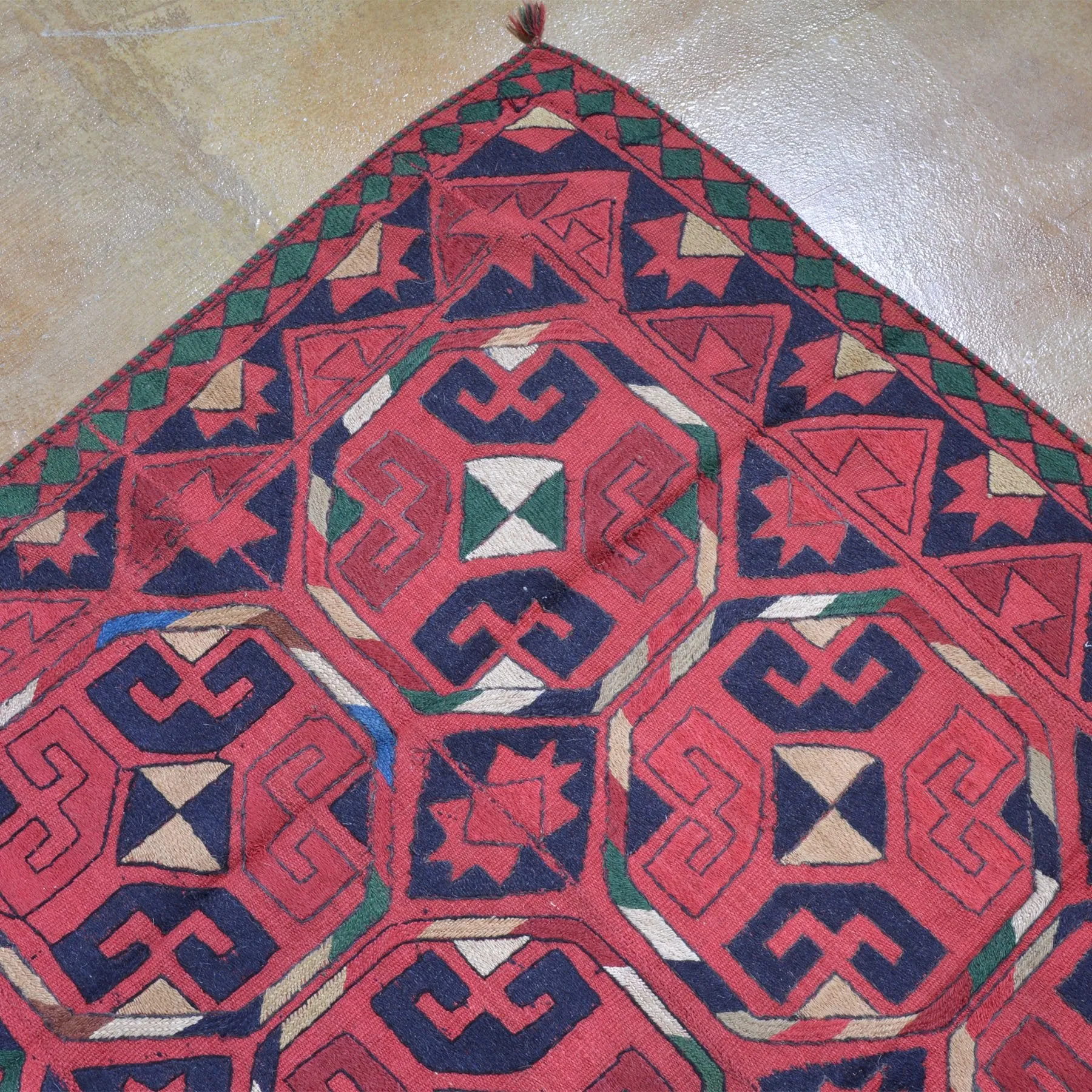 Hand-Woven Afghan Tent Band Suzani  Handmade Textile/Rug (Size 5.6 X 9.3) Brrsf-1500