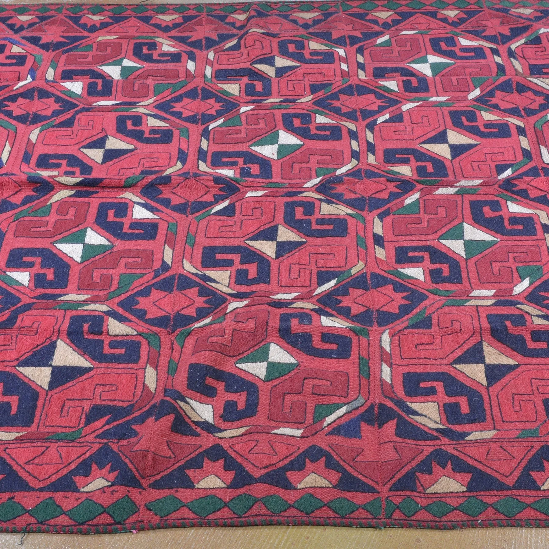 Hand-Woven Afghan Tent Band Suzani  Handmade Textile/Rug (Size 5.6 X 9.3) Brrsf-1500
