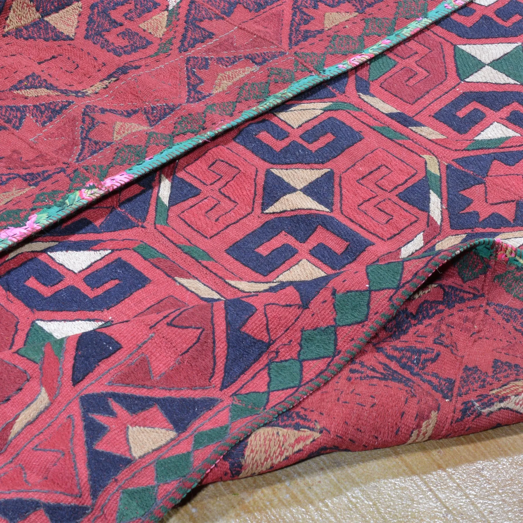 Hand-Woven Afghan Tent Band Suzani  Handmade Textile/Rug (Size 5.6 X 9.3) Brrsf-1500
