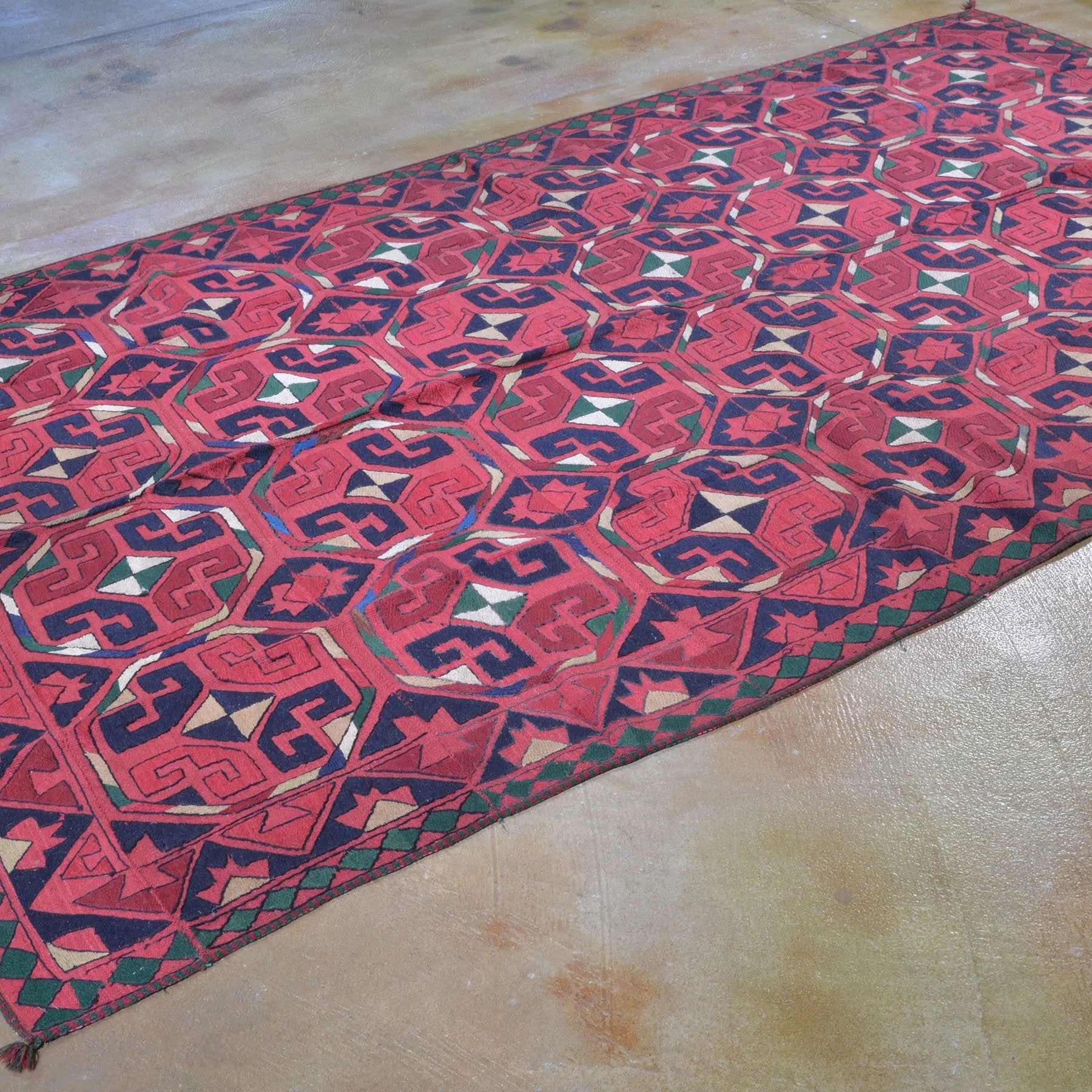 Hand-Woven Afghan Tent Band Suzani  Handmade Textile/Rug (Size 5.6 X 9.3) Brrsf-1500