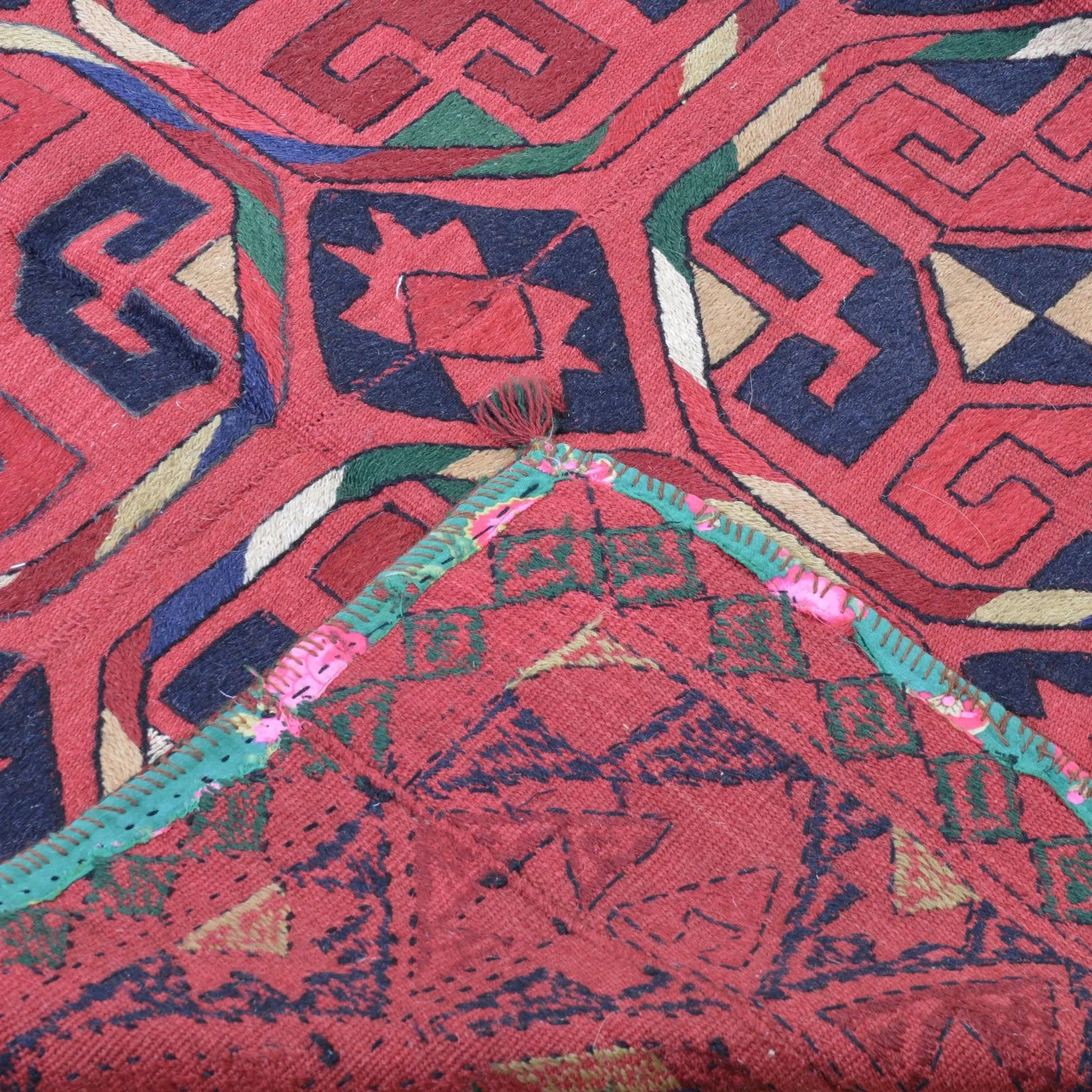 Hand-Woven Afghan Tent Band Suzani  Handmade Textile/Rug (Size 5.6 X 9.3) Brrsf-1500