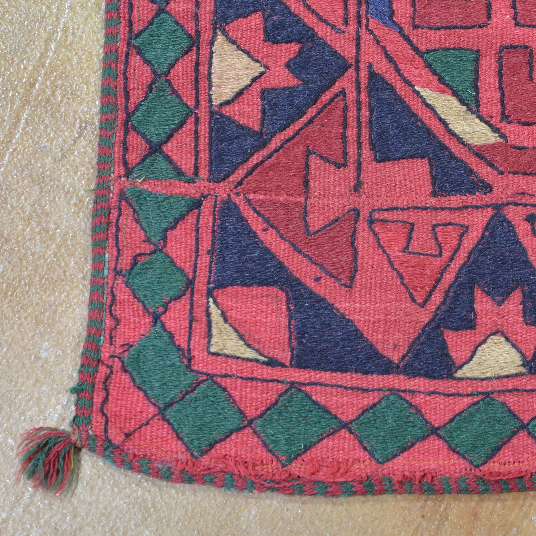 Hand-Woven Afghan Tent Band Suzani  Handmade Textile/Rug (Size 5.6 X 9.3) Brrsf-1500