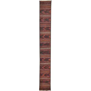 Hand-Woven Afghan Tribal Surmai Kilim 100% Wool Rug (Size 1.7 X 11.10) Cwral-7560