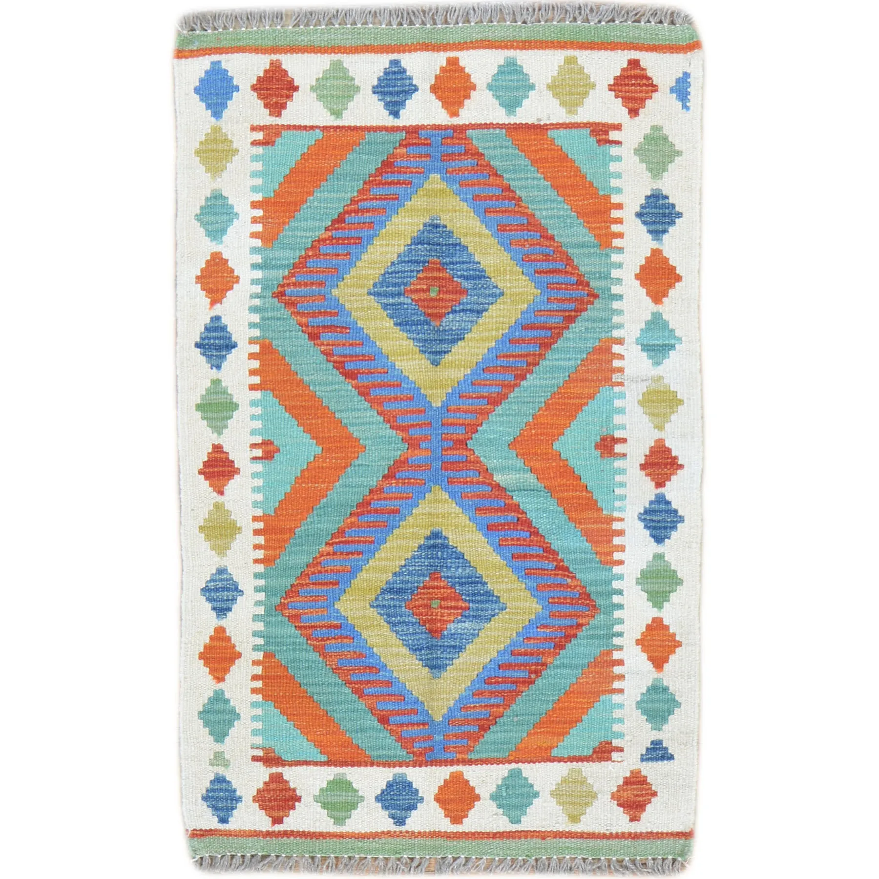 Hand-Woven Reversible Tribal Kilim Handmade Wool Rug (Size 1.10 X 2.11) Cwral-9339