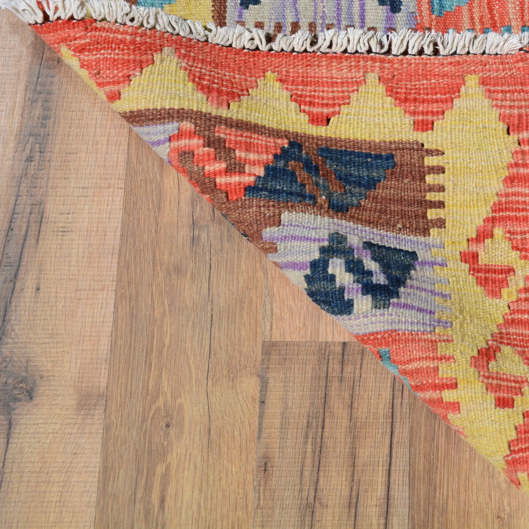 Hand-Woven Southwestern Afghan Mimana Kilim Handmade Wool Rug (Size 1.11 X 2.9) Brrsf-1716