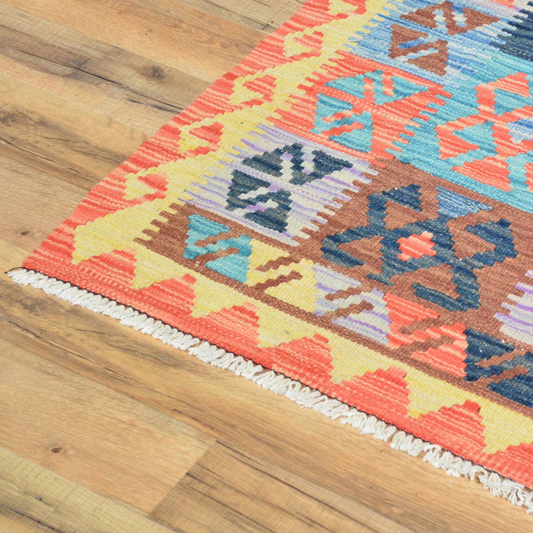 Hand-Woven Southwestern Afghan Mimana Kilim Handmade Wool Rug (Size 1.11 X 2.9) Brrsf-1716
