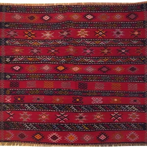 Hand-Woven Square Tribal Turkish Kilim Handmade Wool Rug (Size 3.11 X 3.11) Cwral-5220