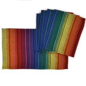 Hand Woven Striped Placemat Set | Rainbow
