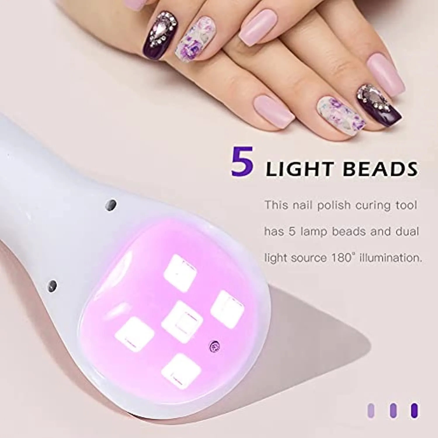 Handheld LED Nail Lamp, Mini Wireless UV Nail Light Rechargable Portable Nail Dryer Nail Polish Curing Lamp Fast-Dry,Dolphin Shape Nail Dryer Machine for DIY & Salon Manicure