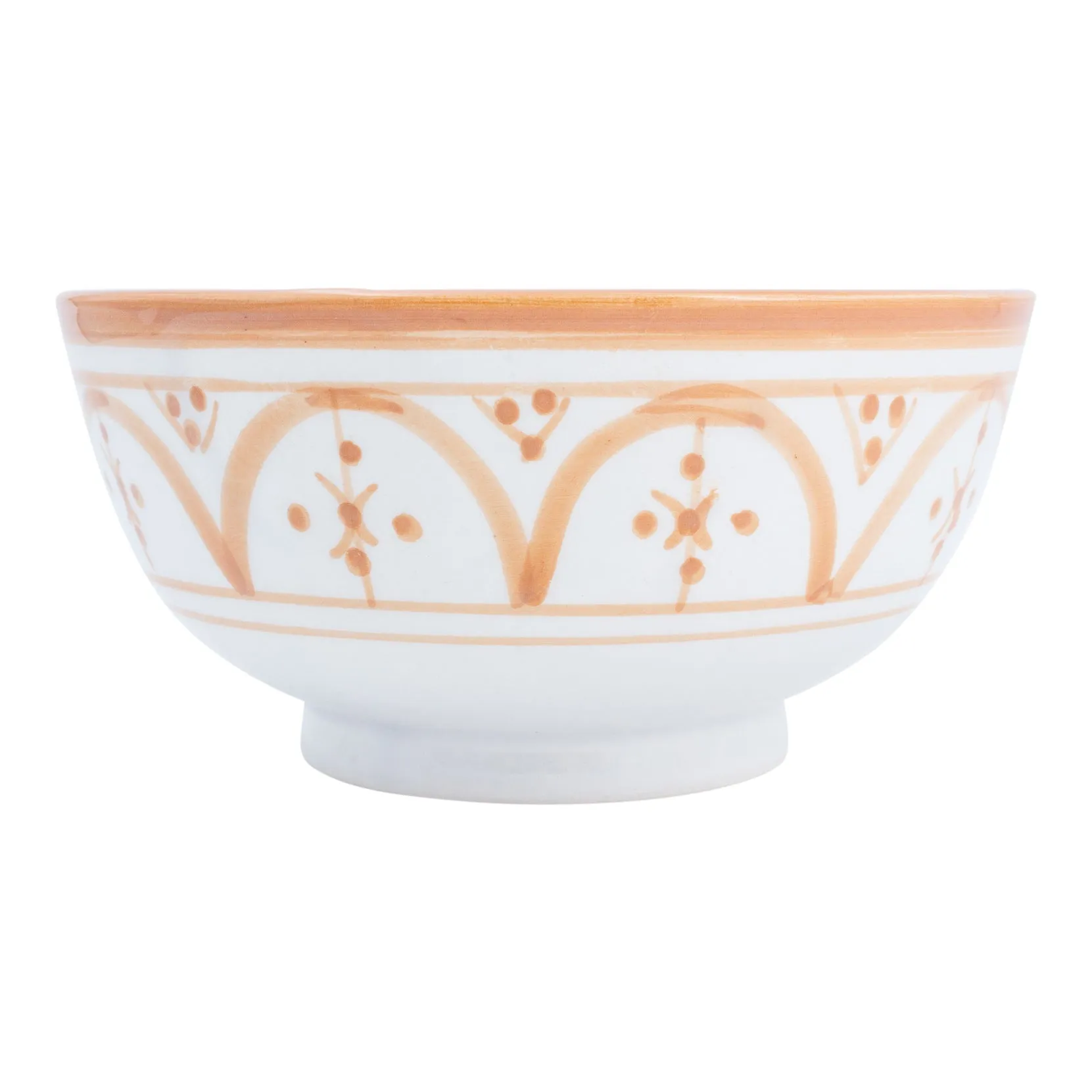 Handmade Nude Glazed Moroccan Bowl with 12K Gold Accents | Medium
