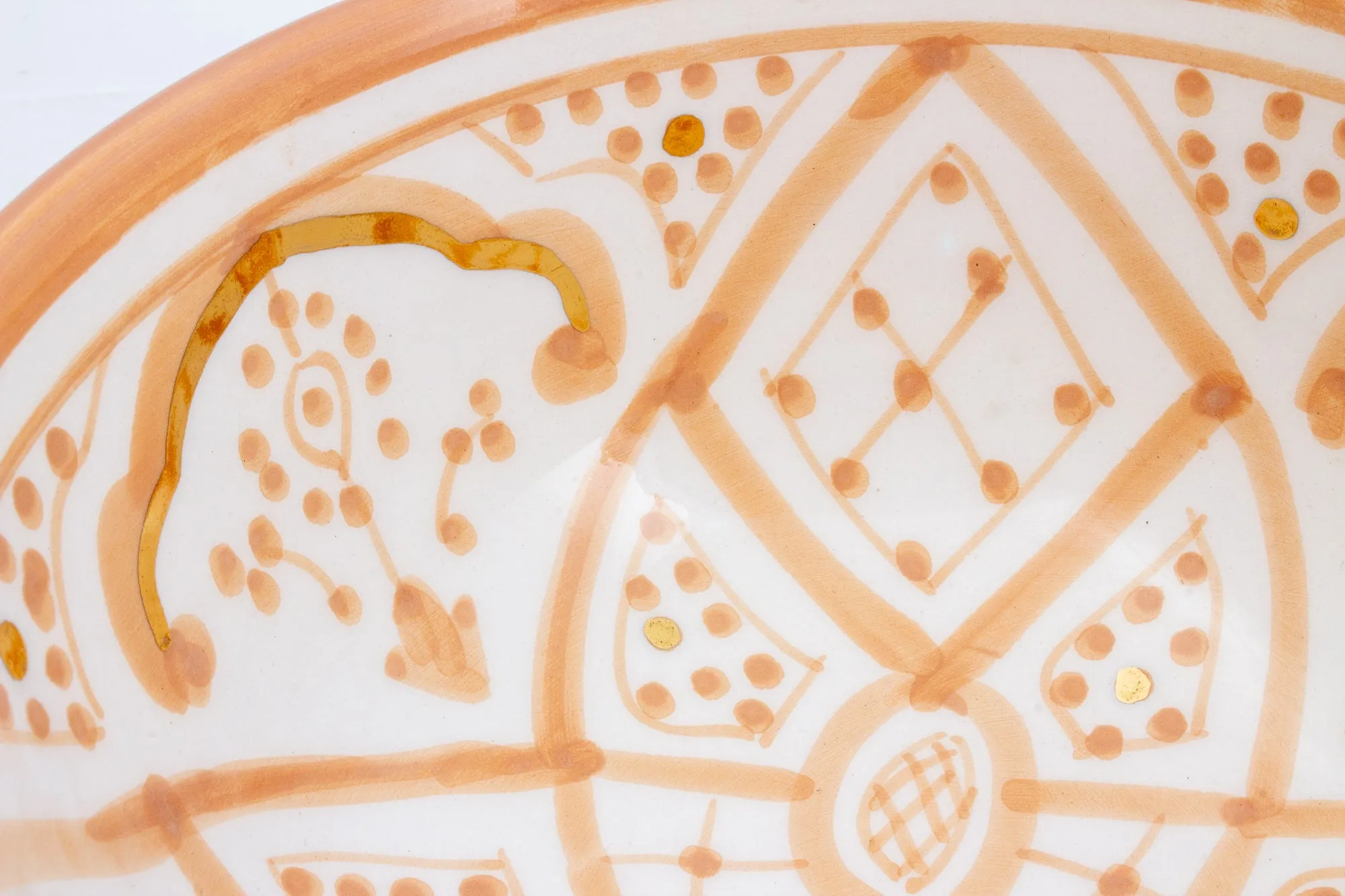 Handmade Nude Glazed Moroccan Bowl with 12K Gold Accents | Medium