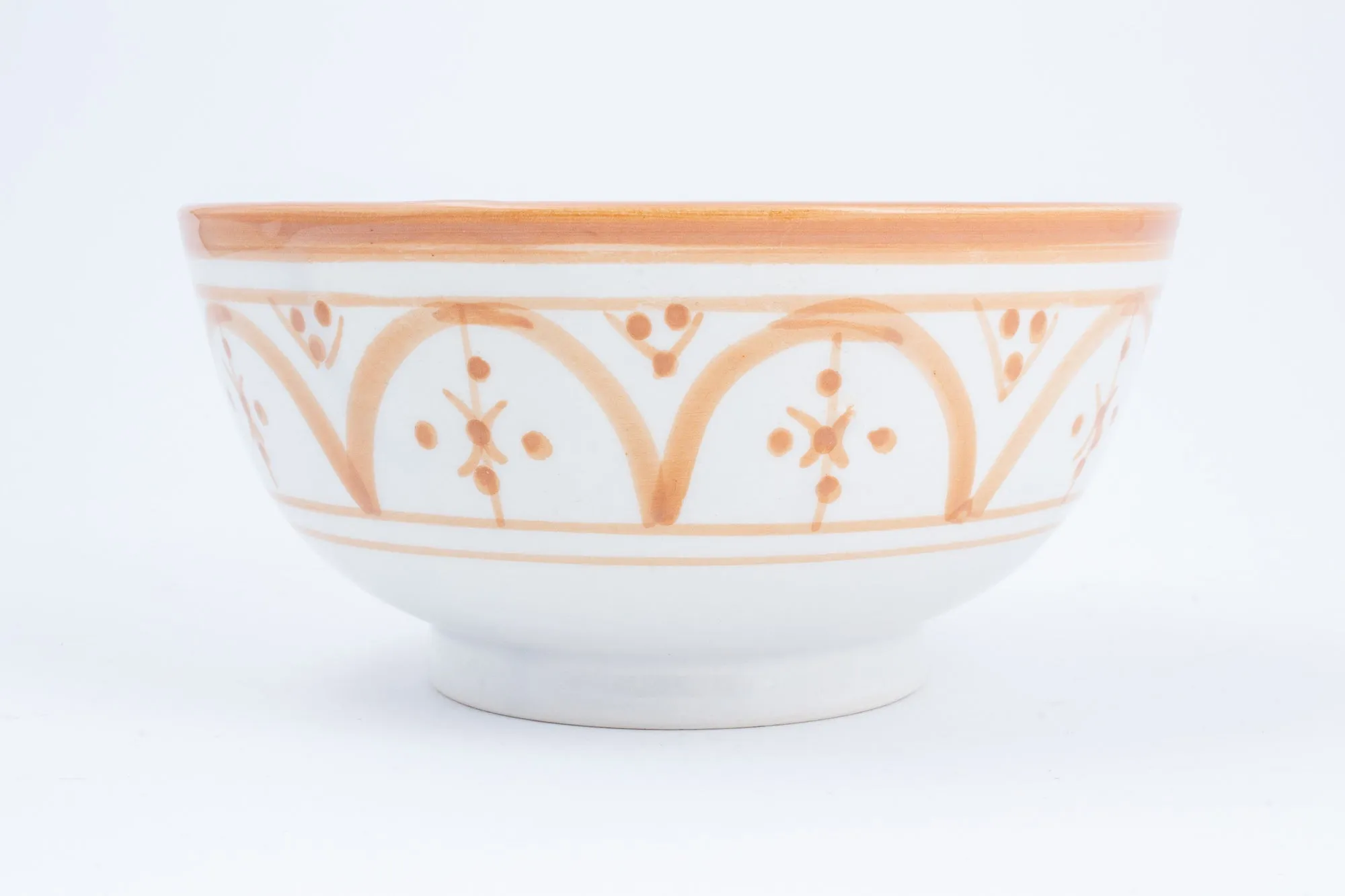 Handmade Nude Glazed Moroccan Bowl with 12K Gold Accents | Medium