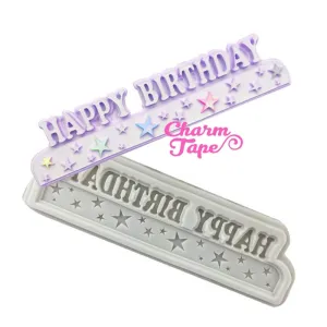 Happy Birthday Food Grade Silicon silicone mold for uv resin /cake/ Fondant flexible mold H3965