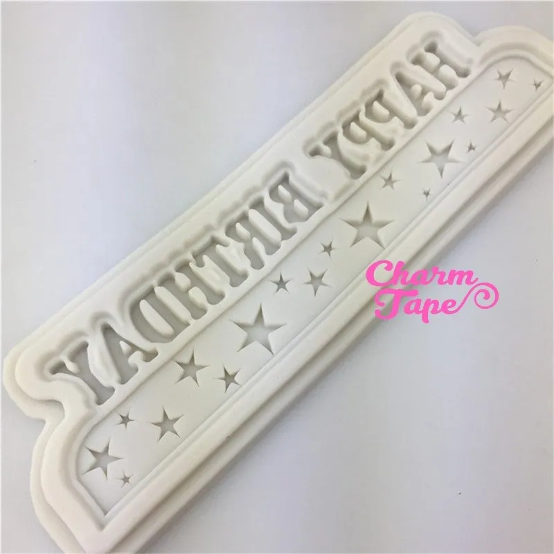 Happy Birthday Food Grade Silicon silicone mold for uv resin /cake/ Fondant flexible mold H3965