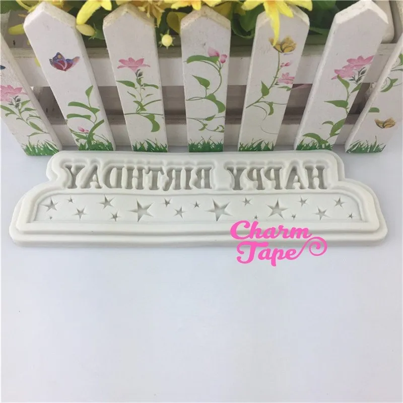 Happy Birthday Food Grade Silicon silicone mold for uv resin /cake/ Fondant flexible mold H3965