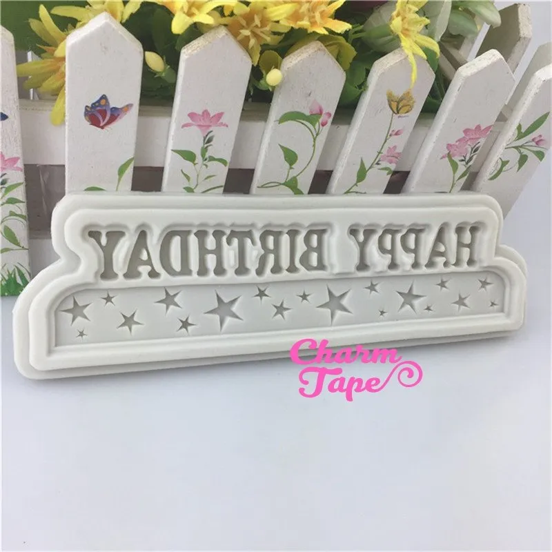 Happy Birthday Food Grade Silicon silicone mold for uv resin /cake/ Fondant flexible mold H3965