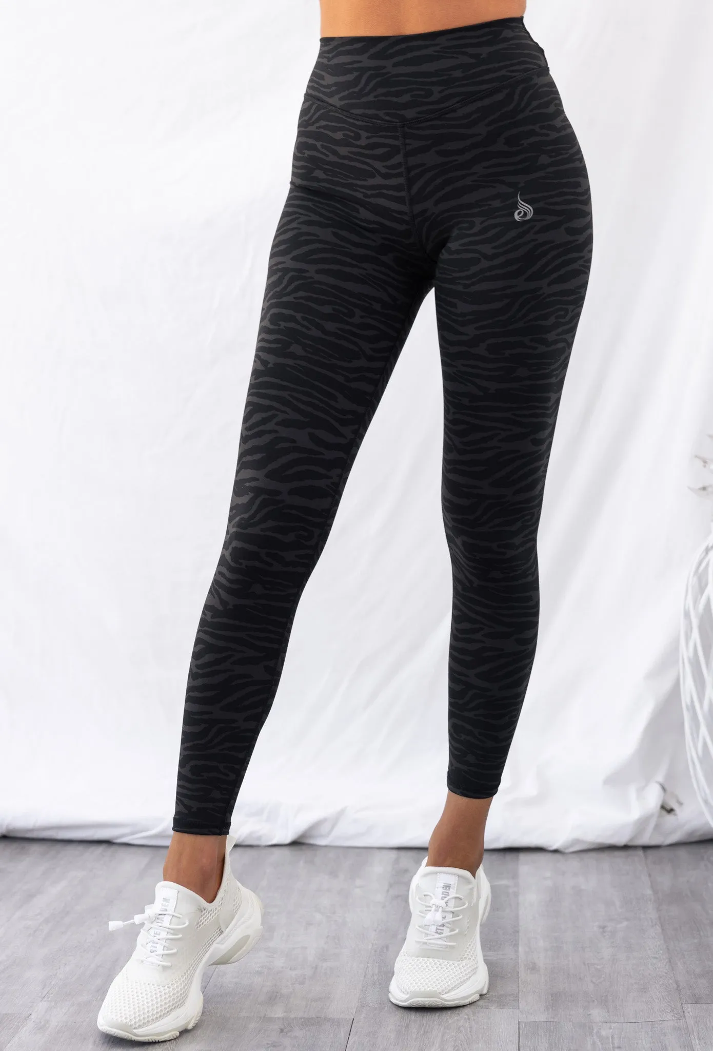 High Waist Leggings - Black Zebra