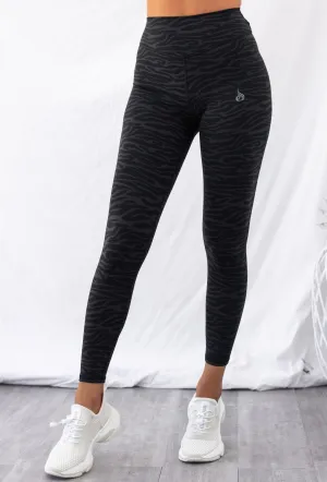 High Waist Leggings - Black Zebra