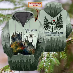 Hiking - Keep Your Soul Clean - Personalized Name 3D Zipper hoodie 8386 - QB95