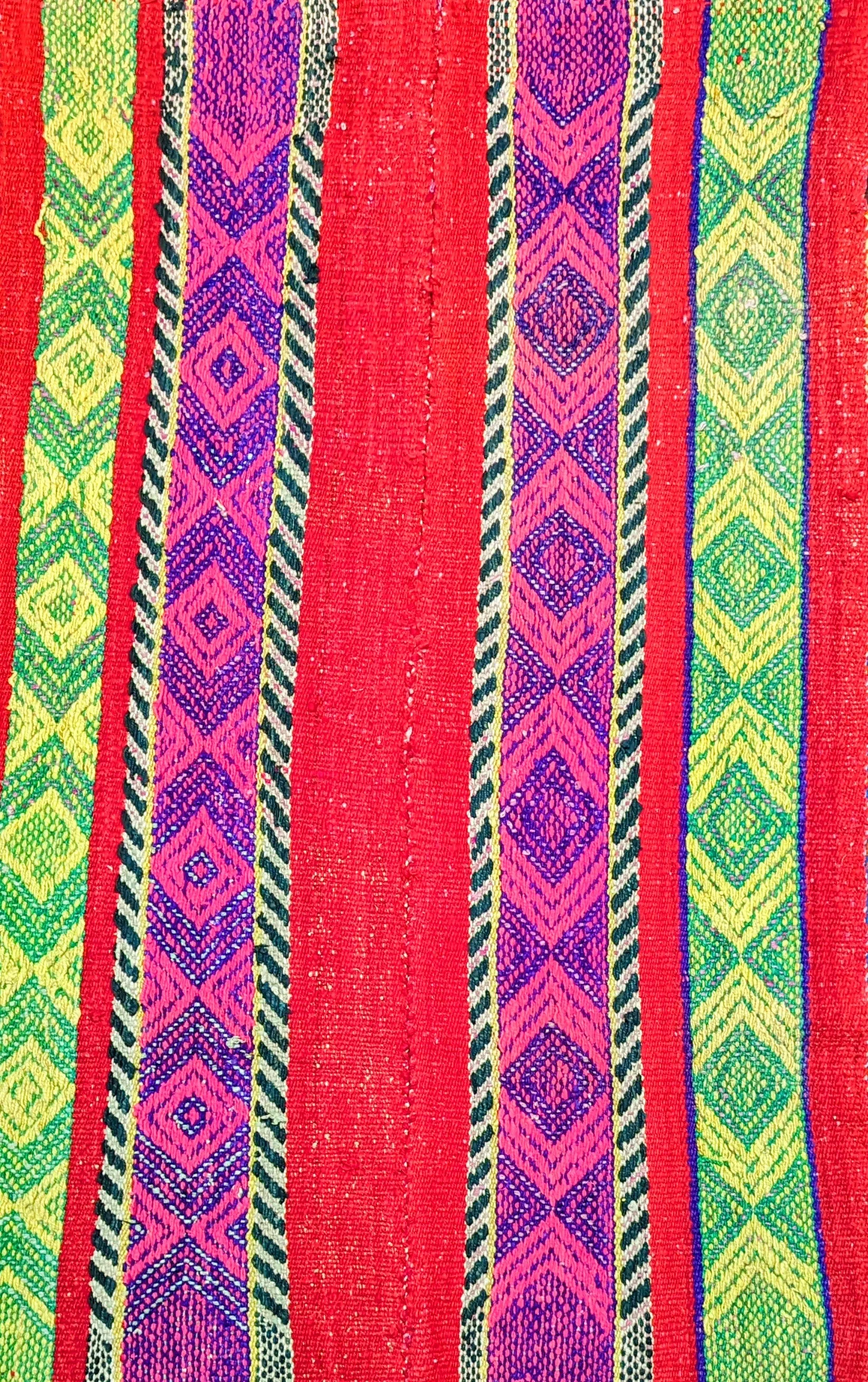 Humbug with pink, purple and green Peruvian Frazada