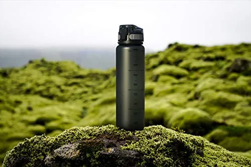 InstaLite Unbreakable Sports Water Bottle 1 Litre with Time Markings, BPA Free Non-Toxic Water Bottle for Gym, Office Water Bottle (Stone Grey, 1000 ML)