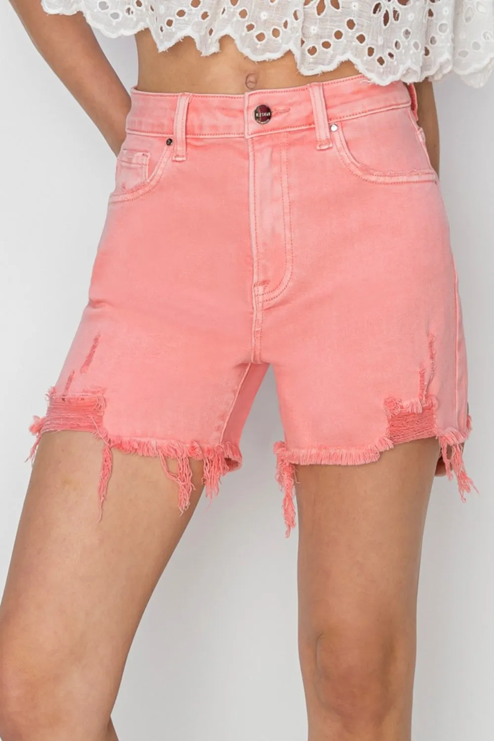 Jalee High Rise Distressed Denim Shorts
