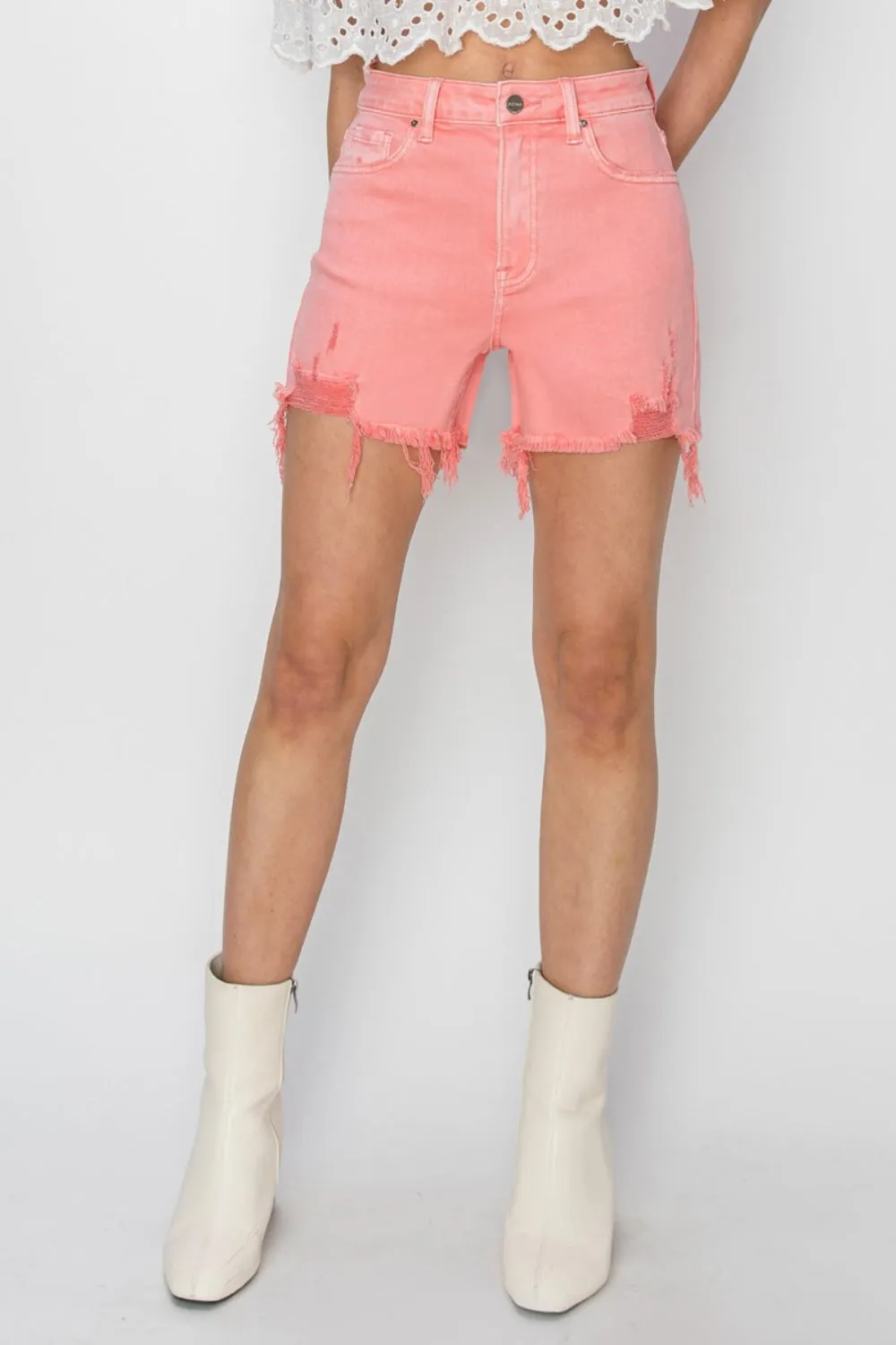 Jalee High Rise Distressed Denim Shorts