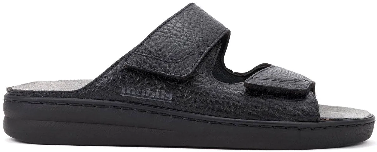 'James' men's ergonomic wide fit (H) strap sandal - Black