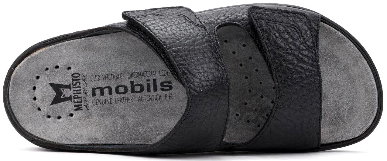 'James' men's ergonomic wide fit (H) strap sandal - Black