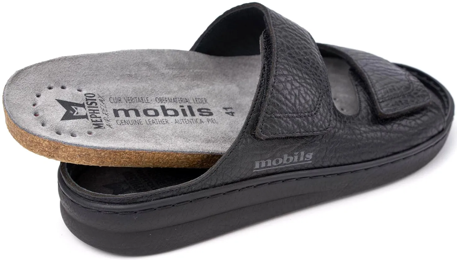 'James' men's ergonomic wide fit (H) strap sandal - Black